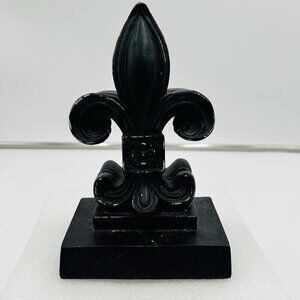 Sicura Italian Designs Fleur De Lis Bookend Wooden Crackled Black One-Piece